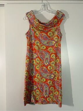 Lauren Ralph Lauren Orange Paisley Off the Shoulder Mini Dress